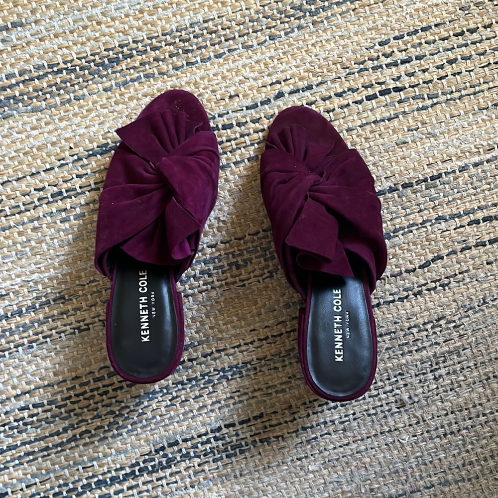 Kenneth Cole Eggplant Bow Mules